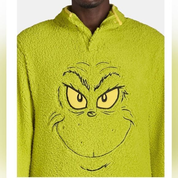Dr. Seuss Big Men's Grinch Cosplay Faux Shearling Fleece Shacket Size XXL - Picture 2 of 9